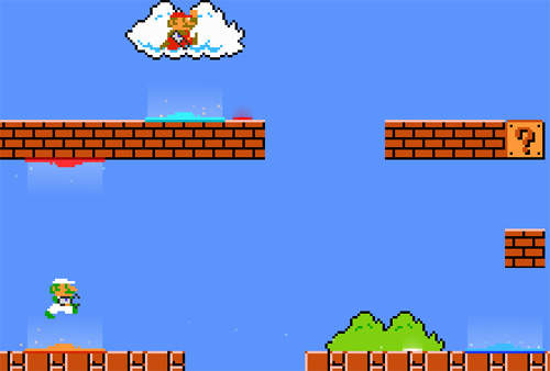 瑪利歐施展乾坤大挪移 看我咻一聲飛到對面去 瑪利歐施展乾坤大挪移 看我咻一聲飛到對面去