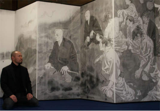 井上雄彦新作《親鸞屏風》走水墨路線