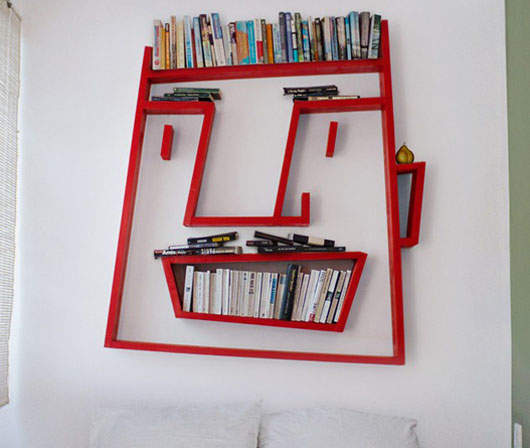 人臉書架:用書來做出頭髮、眉毛、鬍子、牙齒 人臉書架:用書來做出頭髮、眉毛、鬍子、牙齒