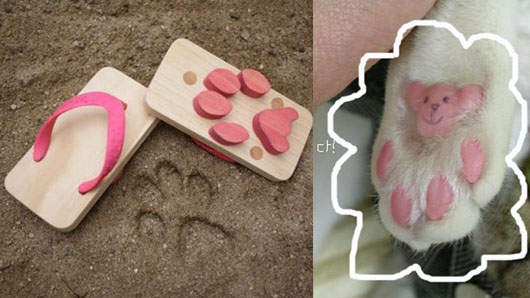 動物腳印海灘拖鞋　走到哪印到哪