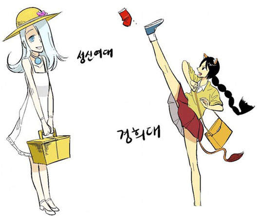 韓國各所大學的可愛代表擬人畫❤ 韓國各所大學的可愛代表擬人畫❤