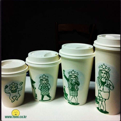 韓國Starbucks手繪達人~~我也要一杯老闆女王咖啡杯 