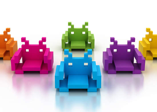 《太空侵略者》椅子 還可以組成彩紅戰隊耶～