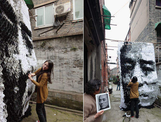 《750雙襪子人像》黑白灰襪組合出導演張藝謀的肖像～★