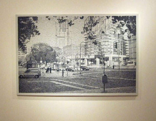 《郵票拼貼畫》都是用上面的日期戳號碼形成的呦★