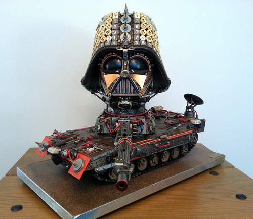 黑武士坦克 打字機、電腦零件拼湊而成的創意模型 黑武士坦克 打字機、電腦零件拼湊而成的創意模型