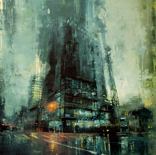 煙雨濛濛《都市圖》 就像漫步在他的畫中