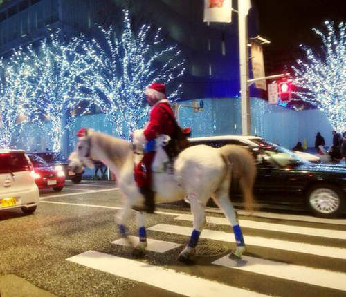 《白馬聖誕老人》現身日本街頭　腦公公～禮...禮物（追）
