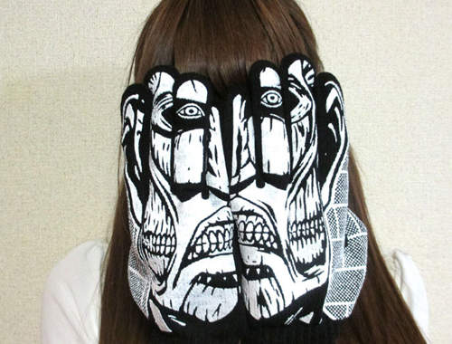 進擊的巨人＆魔法少女小圓手套　冬天保暖又致鬱（遮臉）