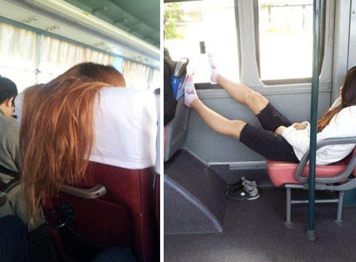 韓 公車上的《豪放女》我想....公車大概是她家的吧⊙＿⊙？