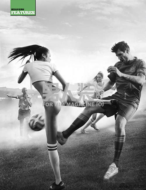 世界杯足球赛倒数开始 足球宝贝站一排帮大家