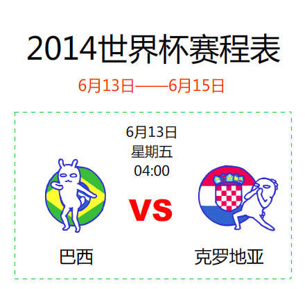 《2014巴西世足賽》超可愛六日動圖賽程表