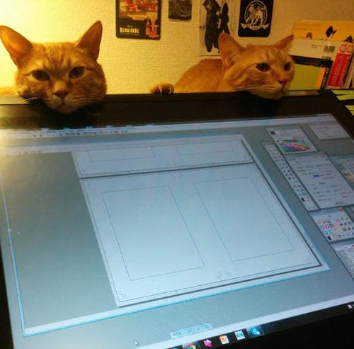 《妨礙漫畫家工作的貓》繪圖螢幕是最佳的靠下巴台（趴）
