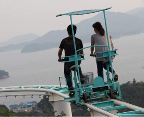 空中腳踏車　鷲羽山遊樂園讓遊客看到就怕的恐怖設施