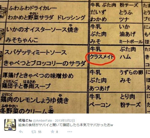 不可思議的《營養午餐菜單》今天使用的食材是~同學∑((((((゚д゚;ノ)ノ 不可思議的《營養午餐菜單》今天使用的食材是~同學∑((((((゚д゚;ノ)ノ