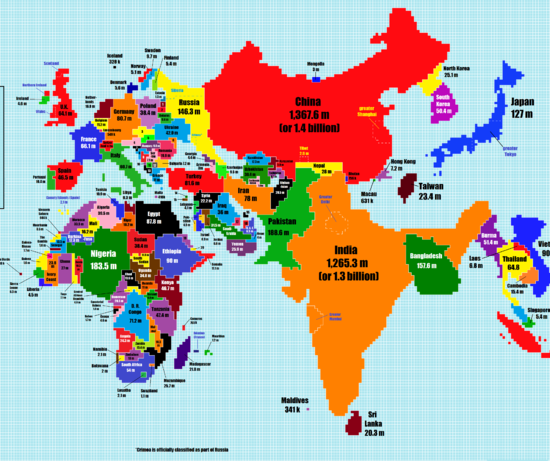 《如果依照人口畫世界地圖》這樣台灣變得好大喔~ 《如果依照人口畫世界地圖》這樣台灣變得好大喔~