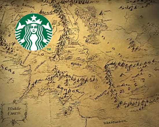 《咖啡杯上的魔戒地圖》星巴克分店開到中土世界去了? 《咖啡杯上的魔戒地圖》星巴克分店開到中土世界去了?