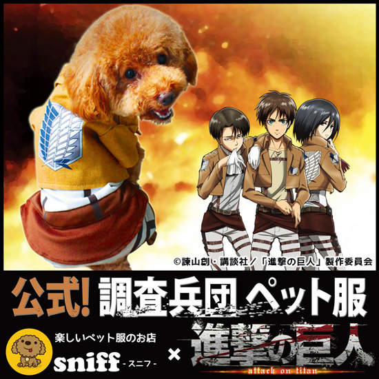 進擊的巨人《狗狗的調查兵團服裝》對狗狗們來說我們應該是巨人吧(笑) 進擊的巨人《狗狗的調查兵團服裝》對狗狗們來說我們應該是巨人吧(笑)
