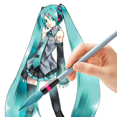 《初音毛筆》為什麼有種寫出來會是綠色的感覺XD 《初音毛筆》為什麼有種寫出來會是綠色的感覺XD