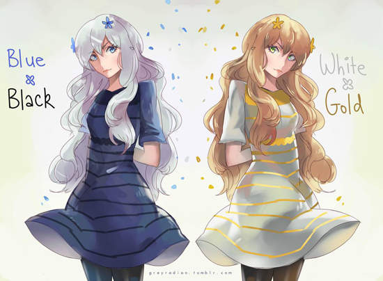 《藍黑x白金洋裝》擬人 百合向壓倒性勝利（心）