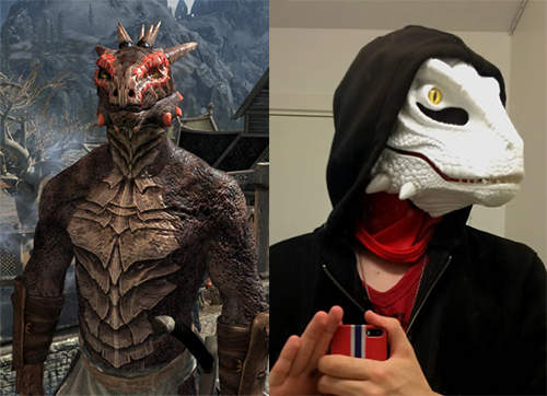 玩家自製上古卷軸《亞龍人面具》戴上之後要好好擦亮主人的茅喔（誤）