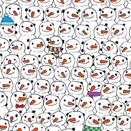 引發網友熱議的《大家來找碴》你能幾秒從雪人中間發現熊貓？