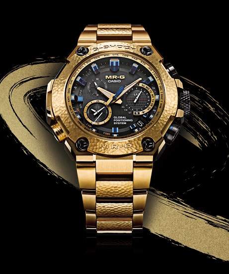 CASIO G-SHOCK MR-G 20周年紀念錶款 第二彈二度攜手國寶鎚起工藝大師淺野美芳日本傳統金黃與深藍色調加持 全球限量300只
