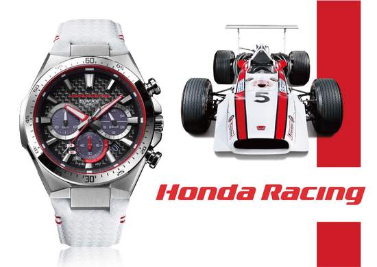 EDIFICE攜手日本汽車品牌HONDA推出聯名錶款EQS-800HR    以車隊Honda Racing為設計靈感 碳纖維錶盤搭配紅白雙色設計