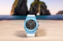 經典融合系列卡布里計時碼錶  全球首創冰藍色陶瓷錶殼 手腕上的碧海藍天
