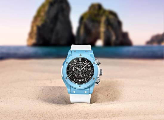 經典融合系列卡布里計時碼錶  全球首創冰藍色陶瓷錶殼 手腕上的碧海藍天
