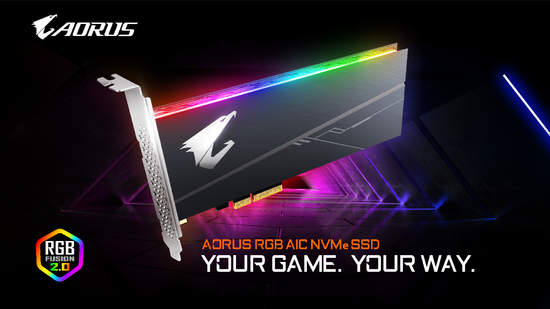 技嘉固態硬碟再升級 推出最新AORUS RGB系列機種 採用PCIe Gen3 X4線路 提供AIC及M.2兩種介面滿足玩家對高效能的需求