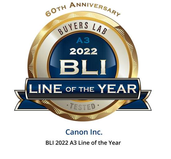 Canon 商用多功能複合機 imageRUNNER ADVANCE DX 系列  榮獲譽為事務機界奧斯卡獎 BLI 【 2022 A3 年度產品線大獎】