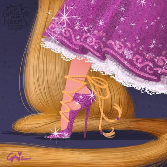 迪士尼设计师画出《公主们高跟鞋》原来裙下藏