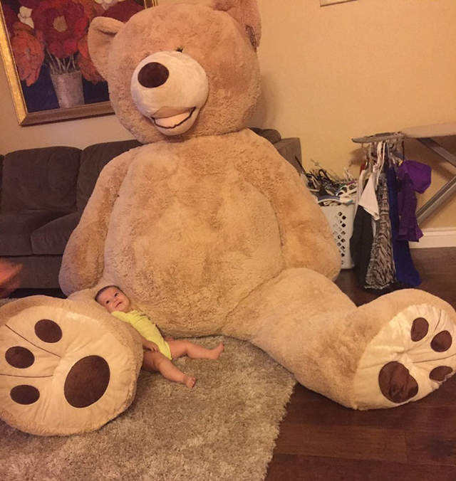 《孫女與她的巨大泰迪熊》外公的溫馨禮物讓網友瘋狂 - 圖片1