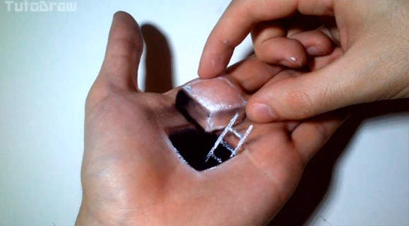 《手掌3D藝術》神人在自己手心開了一個方形黑洞(゚д゚) 《手掌3D藝術》神人在自己手心開了一個方形黑洞(゚д゚)