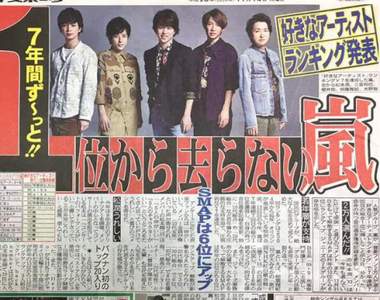 萬人大票選《最愛的歌手Top 10》嵐史上首次7連霸達成 萬人大票選《最愛的歌手Top 10》嵐史上首次7連霸達成