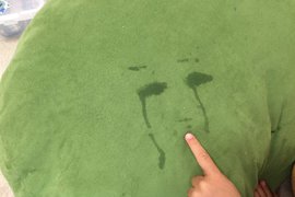 小朋友哭鬧後的《哭臉拓印》趴在抱枕上留下來的淚痕 小朋友哭鬧後的《哭臉拓印》趴在抱枕上留下來的淚痕