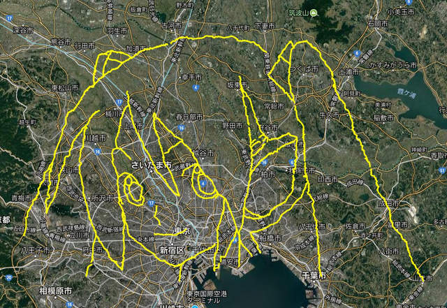 日本GPS繪畫神人《1160公里走出初音圖像》距離大作完成就差一小步…… 日本GPS繪畫神人《1160公里走出初音圖像》距離大作完成就差一小步……