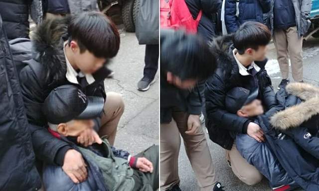 寒冬中的溫暖《學生救起在路邊昏迷的老爺爺》世界上最美的風景果然是人阿