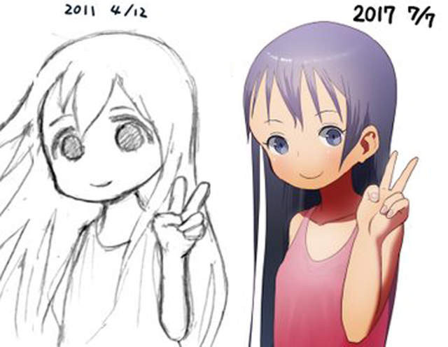 日本繪師分享《6年畫技感動進化史》只要努力練習肯定有收穫…… 日本繪師分享《6年畫技感動進化史》只要努力練習肯定有收穫……