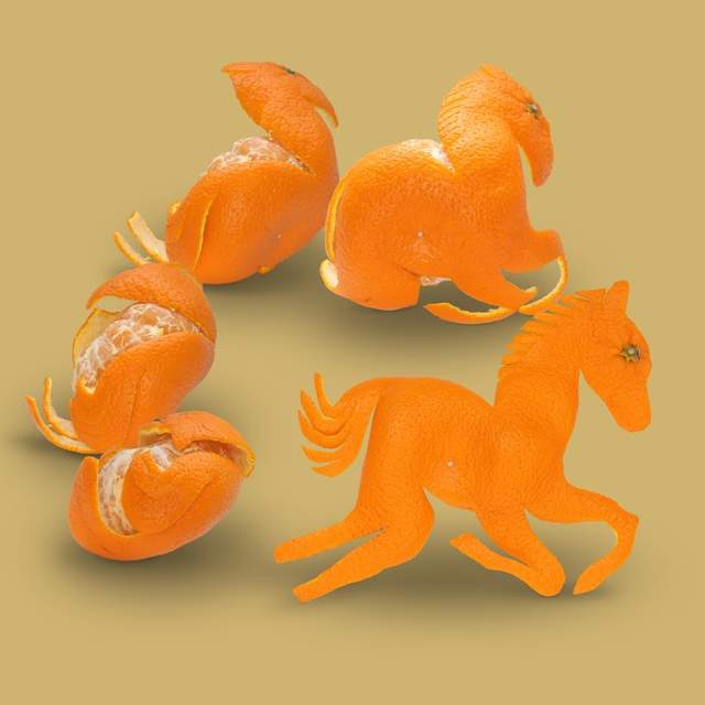 超強大的《橘子剝皮藝術》隨便剝剝都可以剝出一隻動物來