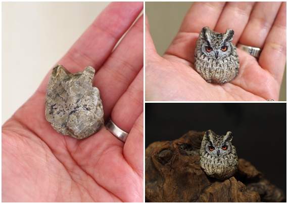 超可愛貓頭鷹竟是石頭《繪石神人Akie Nakata》巧手賦予原石生命
