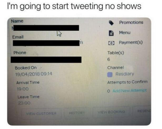 餐廳老闆怒了《推特公開NO SHOW客人個資》到底會受益還是造成損失呢? 餐廳老闆怒了《推特公開NO SHOW客人個資》到底會受益還是造成損失呢?