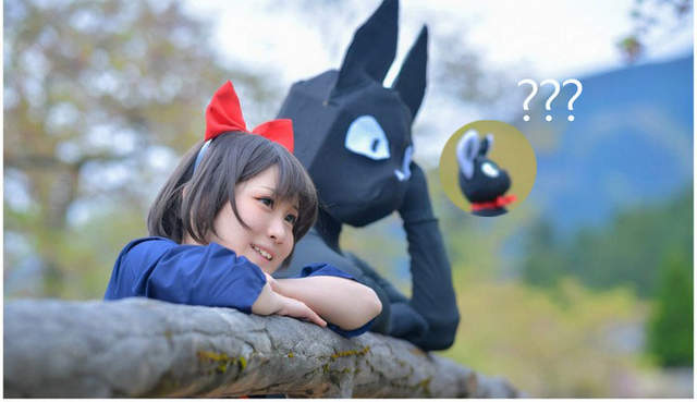 《魔女宅急便》可愛角色扮演但旁邊的吉吉好像怪怪der