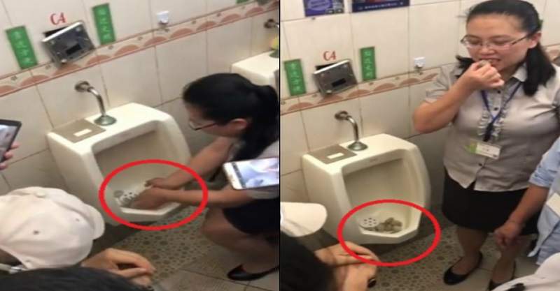 為了證明廁所很乾淨直接在《小便斗放麻糬》還拿起來吃說很美味...