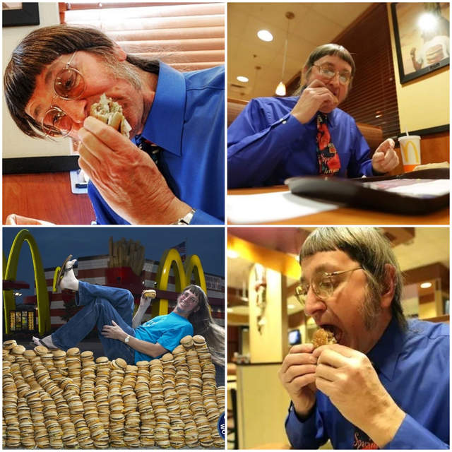 ㄧ年吞掉14萬個《金氏世界紀錄吃漢堡保持人》如此有毅力厲害了.... ㄧ年吞掉14萬個《金氏世界紀錄吃漢堡保持人》如此有毅力厲害了....