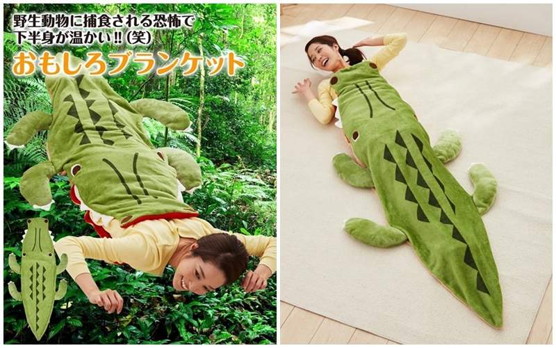 奇葩保暖物《鱷魚吞懶人毯》用肚子緊緊包裹著你的下半身，可享受被短吻鱷吞食的快感（？）
