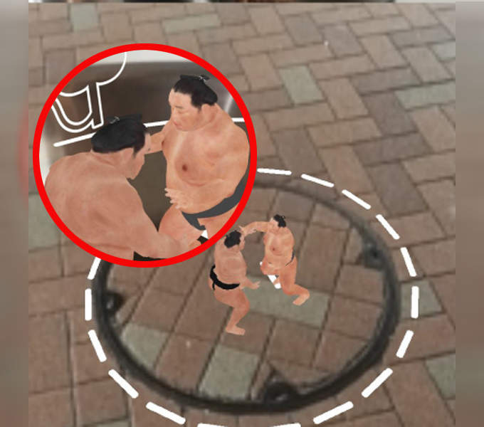 手機相撲《AR HAKKEYOI》只要有圓形當土俵不管哪裡都是我的比賽場