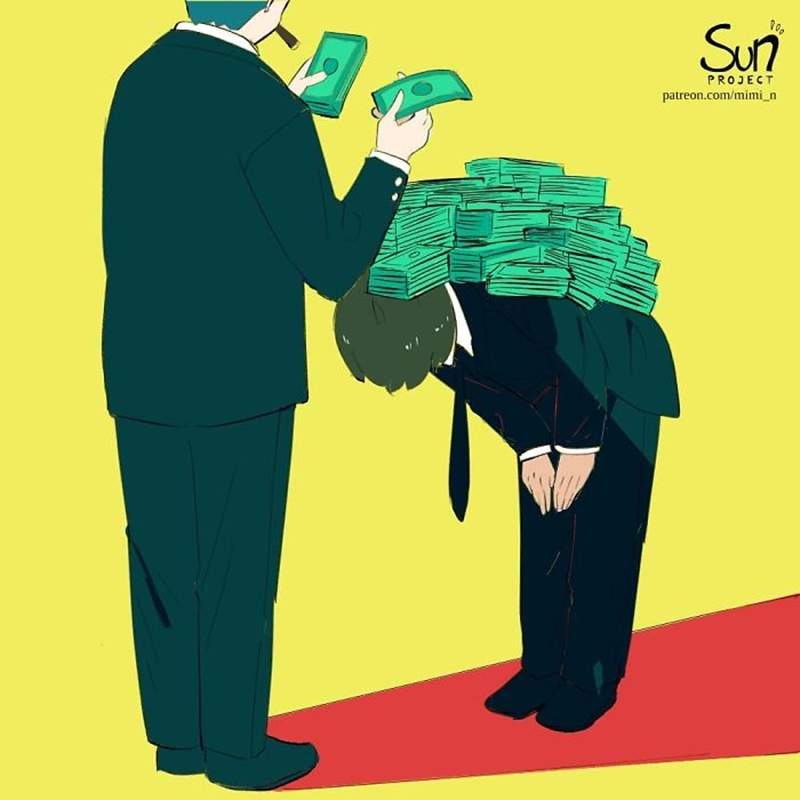 每個畫面都有寓意《暗黑系插畫》為五斗米折腰的心情誰人知(哭) 每個畫面都有寓意《暗黑系插畫》為五斗米折腰的心情誰人知(哭)