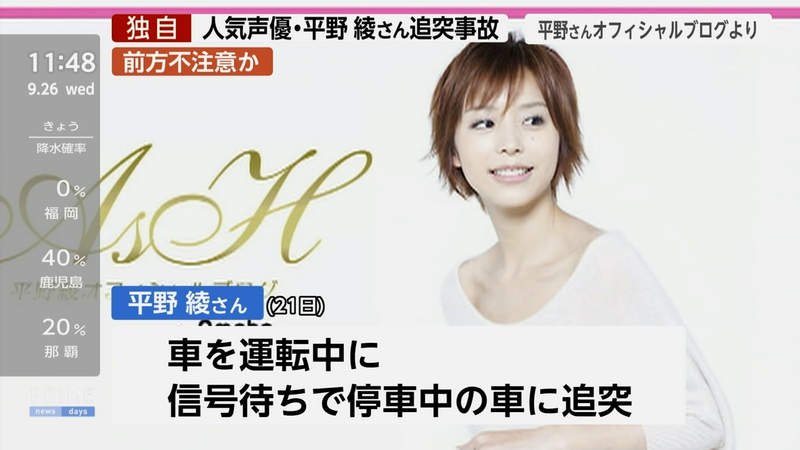 涼宮春日9年前預言《平野綾追撞車禍》真的變成Super Driver了……
